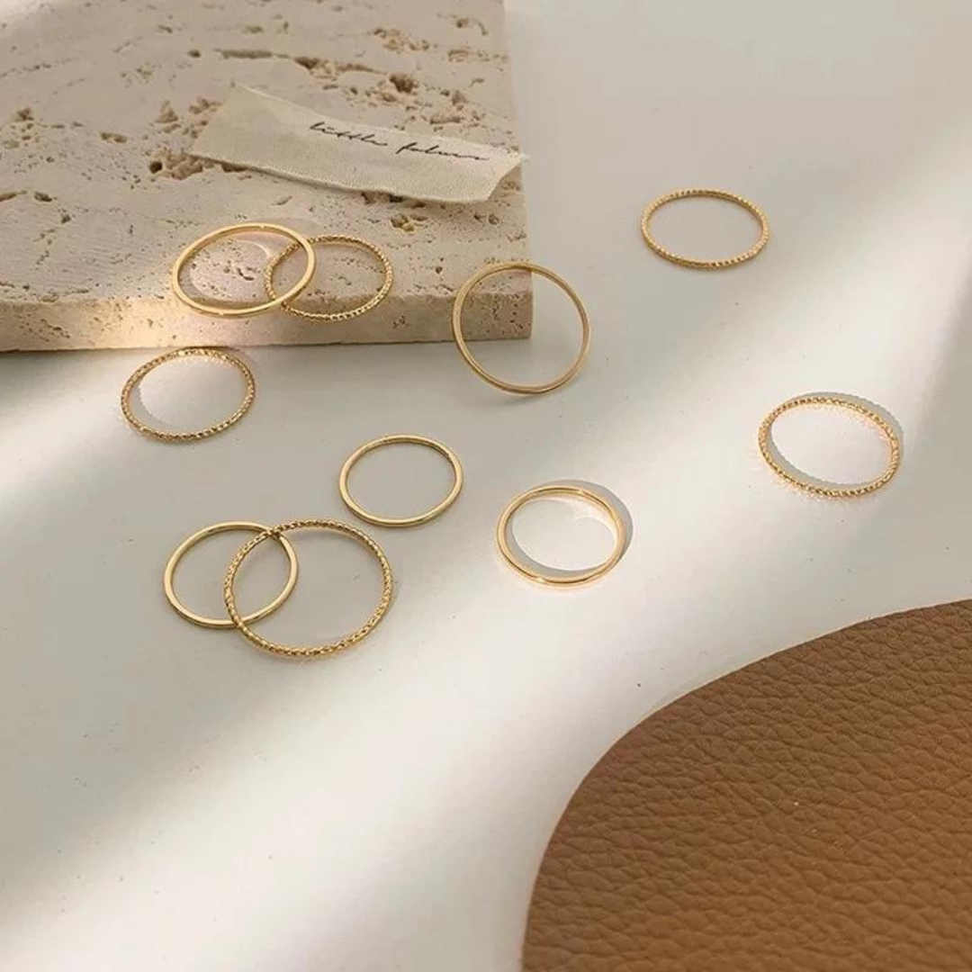 Bling On Jewels Minima Rings - Gold